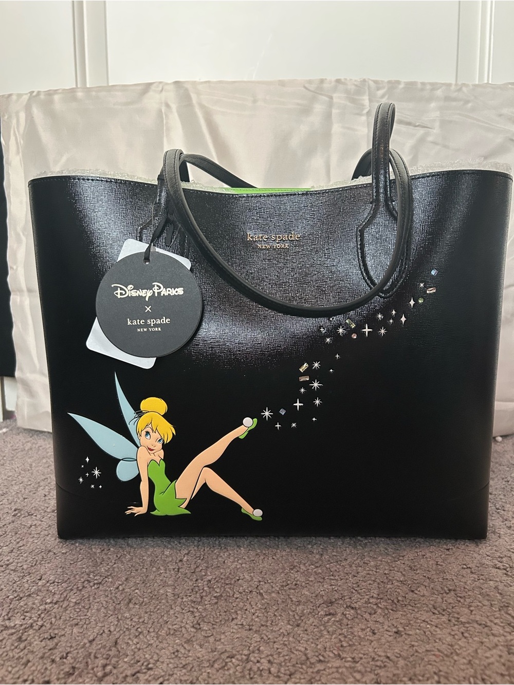 Disney Parks x Kate Spade Large Tinkerbell Tote w/detatachable wallet